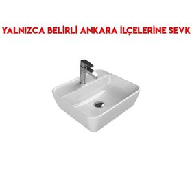 Turkuaz 076300-U 46x42 cm Cerastyle One Tezgah Üstü Batarya Delikli Lavabo