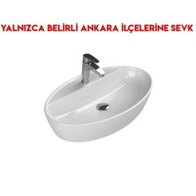 Turkuaz 076500-U 67x42 cm Cerastyle One Tezgah Üstü Batarya Delikli Lavabo