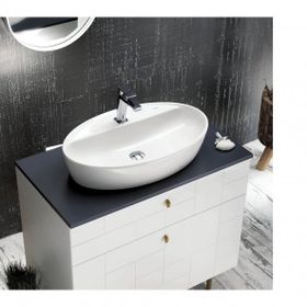 Turkuaz 076500-U 67x42 cm Cerastyle One Tezgah Üstü Batarya Delikli Lavabo