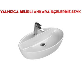 Turkuaz 076500-U 67x42 cm Cerastyle One Tezgah Üstü Batarya Delikli Lavabo