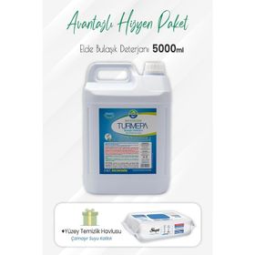 Turmepa Elde Yıkama Bulaşık Deterjanı 5 lt + 100'lü Çamaşır Sulu Yüzey Temizlik Havlusu