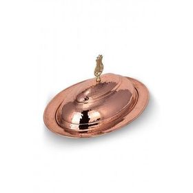 Turna Bakır TURNA4403-1 31 cm Odabaşı Kırmızı El Dövme Özel Kapak Kayık Sunum Tabağı
