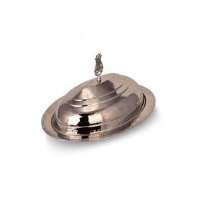 Turna Bakır TURNA4410-2 25 cm Hanedan Nikel El Dövme Klasik Kapak Kayık Sunum Tabağı