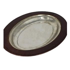 Turna Bakır TURNA4418-3 25 cm Piyade Oksit El Dövme İskender Kebap Kayık Sunum Tabağı