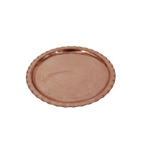 Turna Bakır TURNA5843-1 34 cm Çaldıran Kırmızı El Dövme Yuvarlak Sunum Tepsisi