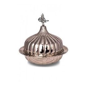 Turna Bakır TURNA9058-2 30 cm Paşaçadırı Nikel El Dövme Yuvarlak Sunum Tabağı