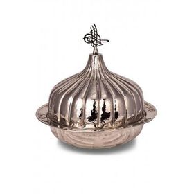 Turna Bakır TURNA9058-2 30 cm Paşaçadırı Nikel El Dövme Yuvarlak Sunum Tabağı