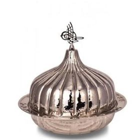 Turna Bakır TURNA9058-2 30 cm Paşaçadırı Nikel El Dövme Yuvarlak Sunum Tabağı