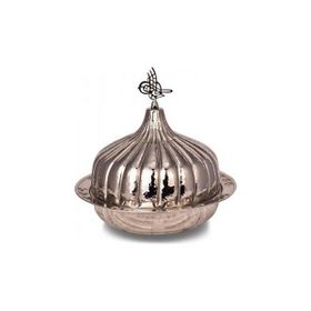 Turna Bakır TURNA9058-2 30 cm Paşaçadırı Nikel El Dövme Yuvarlak Sunum Tabağı
