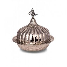 Turna Bakır TURNA9058-2 30 cm Paşaçadırı Nikel El Dövme Yuvarlak Sunum Tabağı