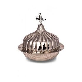Turna Bakır TURNA9058-2 30 cm Paşaçadırı Nikel El Dövme Yuvarlak Sunum Tabağı