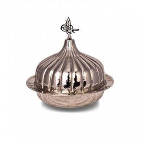 Turna Bakır TURNA9058-2 30 cm Paşaçadırı Nikel El Dövme Yuvarlak Sunum Tabağı
