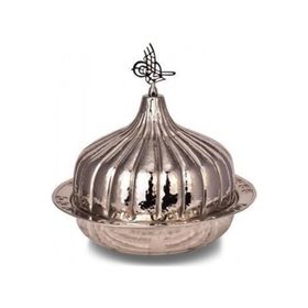 Turna Bakır TURNA9058-2 30 cm Paşaçadırı Nikel El Dövme Yuvarlak Sunum Tabağı