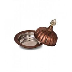 Turna Bakır TURNA9058-3 30 cm Paşaçadırı Oksit El Dövme Yuvarlak Sunum Tabağı