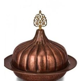 Turna Bakır TURNA9058-3 30 cm Paşaçadırı Oksit El Dövme Yuvarlak Sunum Tabağı