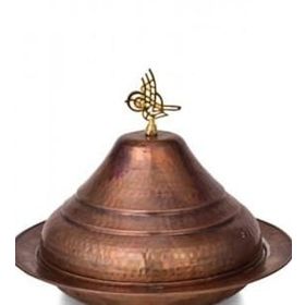 Turna Bakır TURNA9059-3 30 cm Kümbet Oksit El Dövme Yuvarlak Sunum Tabağı