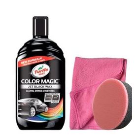 Turtle Wax 500 ml + Uygulama Süngeri + BezRenk Yenileyici Siyah Cila