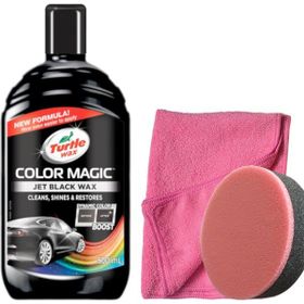 Turtle Wax 500 ml + Uygulama Süngeri + BezRenk Yenileyici Siyah Cila