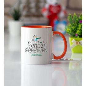Turuncu Renkli Rehber Öğretmen Kupa Bardak