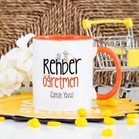 Turuncu Renkli Rehber Öğretmen Kupa Bardak