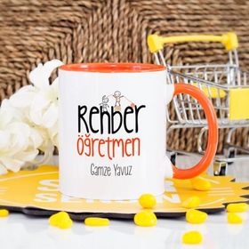Turuncu Renkli Rehber Öğretmen Kupa Bardak