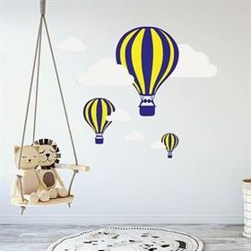Tusador TILKI/74822 Tilki Dünyası Uçan Balon Sarı Lacivert Taraftar Bebek ve Çocuk Odası Sticker