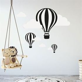 Tusador TILKI/74824 Tilki Dünyası Uçan Balonlar Siyah Beyaz Taraftar Bebek ve Çocuk Odası Sticker