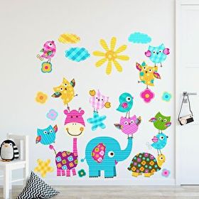 Tusador TILKI/75840 Tilki Dünyası Rengarenk Sevimli Hayvanlar Konsept Sticker