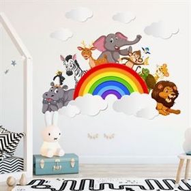 Tusador TILKI/76249 Tilki Dünyası Sevimli Hayvanlar Bir Arada Çocuk Odası Sticker