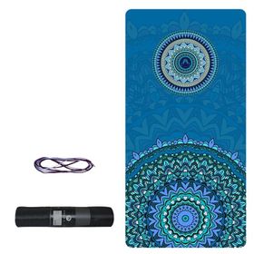 Tusi 008 Kilim Desenli Mavi Yoga Matı ve Pilates Minderi