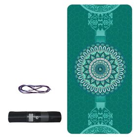 Tusi Desenli Yeşil Yoga Matı ve Pilates Minderi Kilim