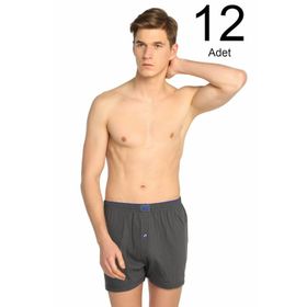 Tutku 0117 Penye Düğmeli Füme 12 Adet Erkek Boxer