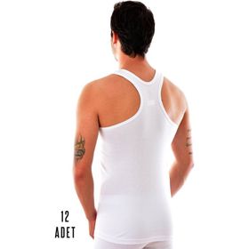 Tutku 0118 Pamuklu Beyaz 12 Adet Erkek Spor Atlet