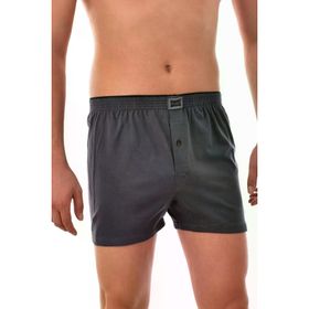 Tutku 3'lü Pamuklu Penye Düğmeli Büyük Beden Füme Erkek Boxer