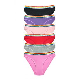 Tutku 6 Adet Beli Renkli Lastik Pamuklu Kadın Slip Külot
