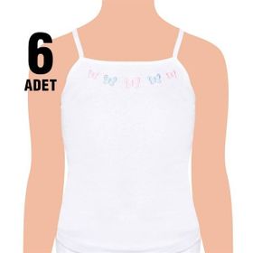 Tutku 6'lı İp Askılı İşlemeli Kız Çocuk Atlet
