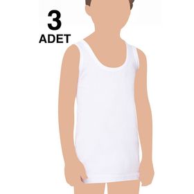 Tutku Beyaz 1 Numara Ribana Likralı 3'lü Paket Erkek Çocuk Atlet