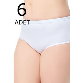 Tutku Beyaz 2 Numara Likralı 6'lı Paket Kadın Bato Külot