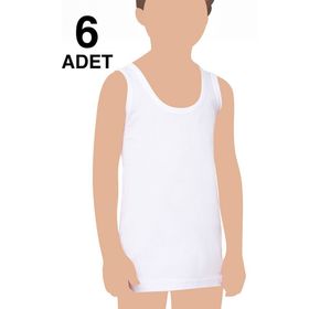 Tutku Beyaz 4 Numara Ribana Likralı 6'lı Paket Erkek Çocuk Atlet