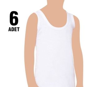 Tutku Beyaz 6'lı Ribana Askılı Erkek Çocuk Atlet