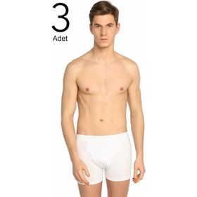 Tutku ELF568T0114CCM3 Beyaz 3 lü Paket likralı Erkek Boxer
