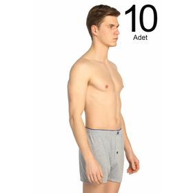 Tutku ELF568T0117CCM10 Gri 10 lu Paket Penye Düğmeli Erkek Boxer