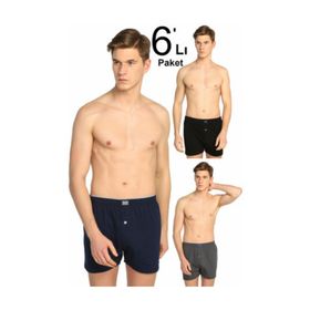 Tutku ELF568T0117CCM6 Karışık Renk 6 lı Paket Penye Düğmeli Erkek Boxer