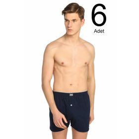 Tutku ELF568T0117CCM6 Lacivert 6 lı Paket Penye Düğmeli Erkek Boxer