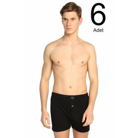 Tutku ELF568T0117CCM6 Siyah 6 lı Paket Penye Düğmeli Erkek Boxer