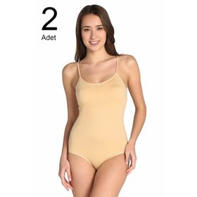 Tutku ELF568T0148CCM2 Ten 2'li İp Askılı Likralı Kancalı Çıtçıtlı Kadın Body
