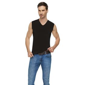 Tutku Elit 1305 Siyah Elastan V Yaka Sıfır Kol Erkek Atlet