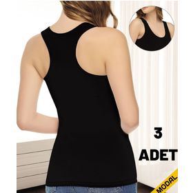 Tutku Elit 2003 Arkası Çapraz Rambo 3 Adet Siyah Kadın Body Atlet