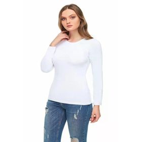 Tutku Elit 2203 Elastan 3 Adet Beyaz Uzun Kol Kadın Body