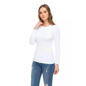 Tutku Elit 2203 Elastan 6 Adet Beyaz Uzun Kol Kadın Body